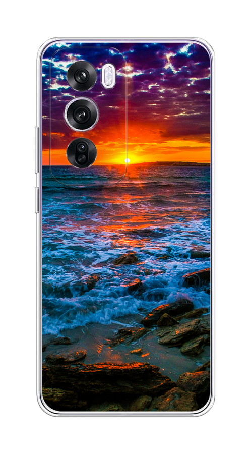 

Чехол на Oppo Reno 12 Pro "Закат 1", Оранжевый;синий, 2517150-1