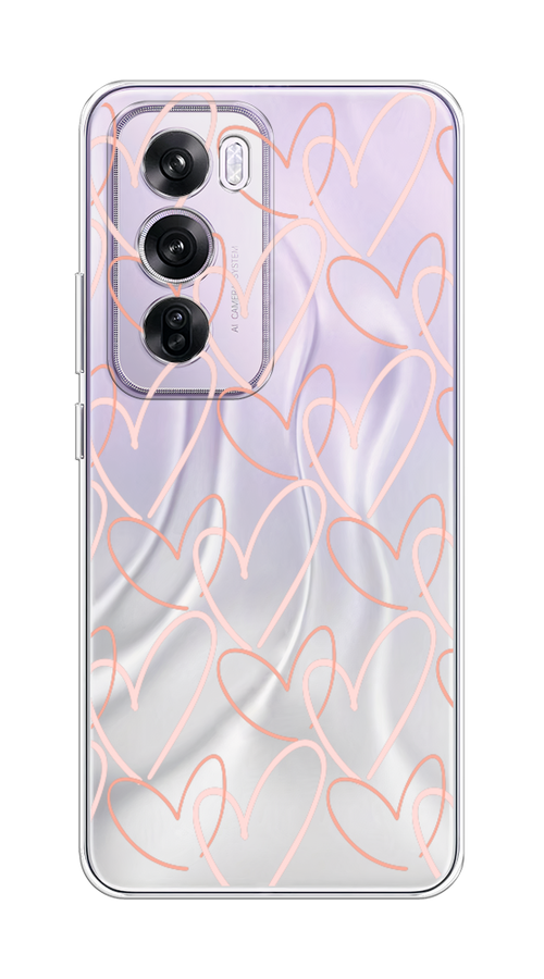 

Чехол на Oppo Reno 12 Pro "Узор из сердечек", Розовый;бежевый, 2517150-1