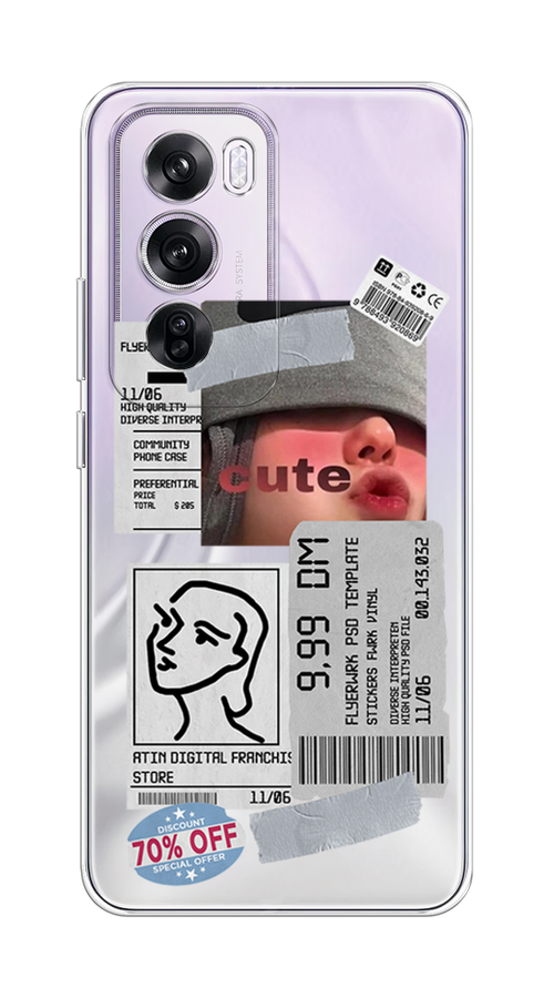 

Чехол на Oppo Reno 12 Pro "Cute girl collage", Розовый;серый;голубой, 2517150-1