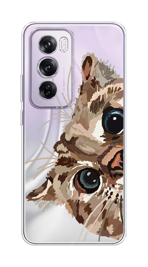 

Чехол на Oppo Reno 12 Pro "Любопытный кот", Коричневый;синий;черный, 2517150-1