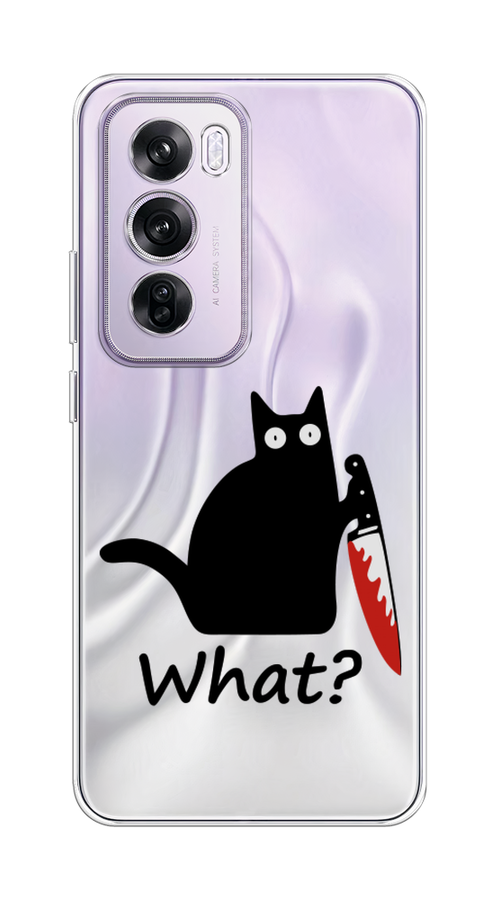 

Чехол на Oppo Reno 12 Pro "Котик с ножом", Черный;красный, 2517150-1
