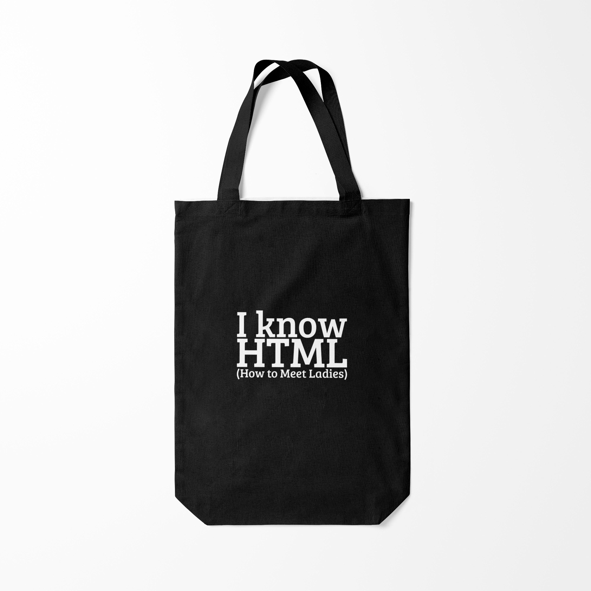 

Сумка шoппер унисекс Burnettie I know HTML, черный, I know HTML