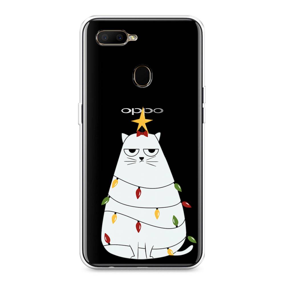 

Чехол на Oppo A5s "Котик в гирлянде", Белый;красный;желтый, 252350-1