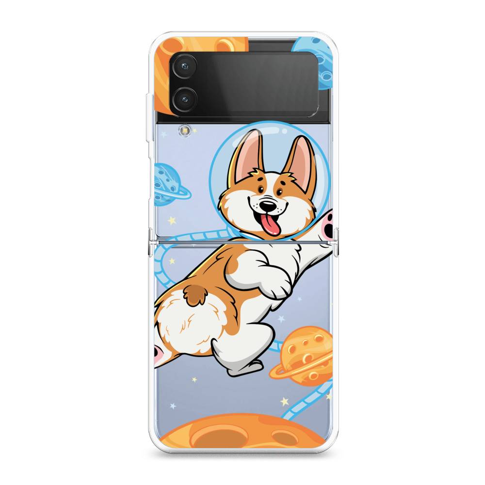 

Чехол на Samsung Galaxy Z Flip 4 "Корги-космонавт", Голубой;бежевый;белый, 2106650-1