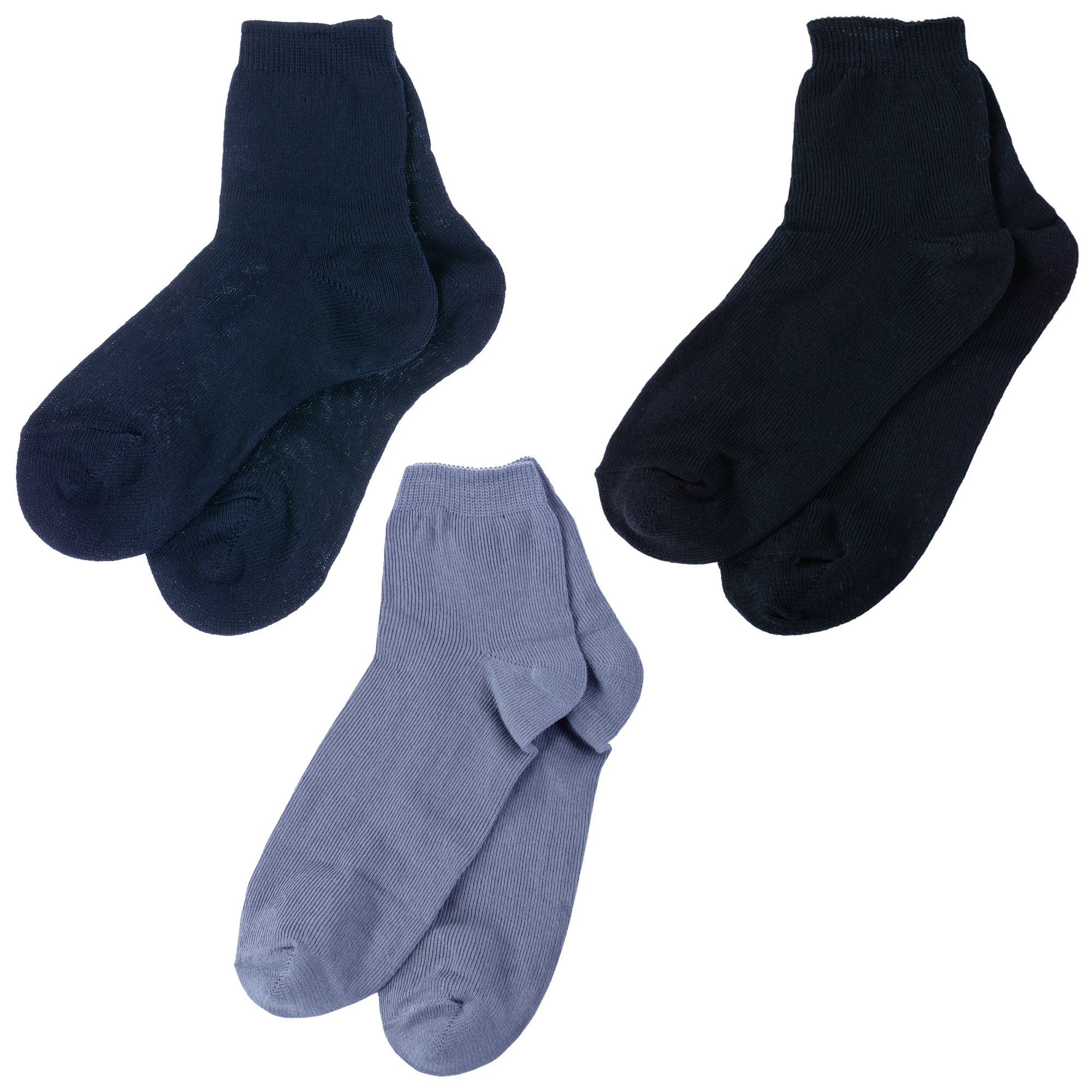 Носки детские НАШЕ 3-С115, синий; серый; черный, 10-12