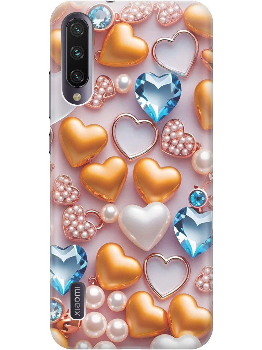 

Силиконовый чехол на Xiaomi Mi A3 / CC9e с принтом "Украшения и сердечки", Прозрачный;белый;золотистый;голубой, 721701091