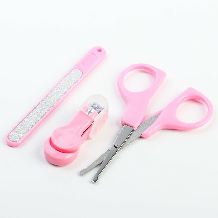 фото Детский маникюрный набор крошка я 3 предмета: ножницы пилка книпсер от 0 мес. цвет розовый