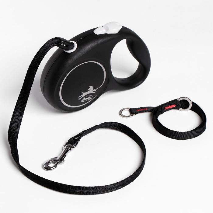 

Рулетка Flexi Black Design S (до 12 кг) 5 м трос, черный/серебро