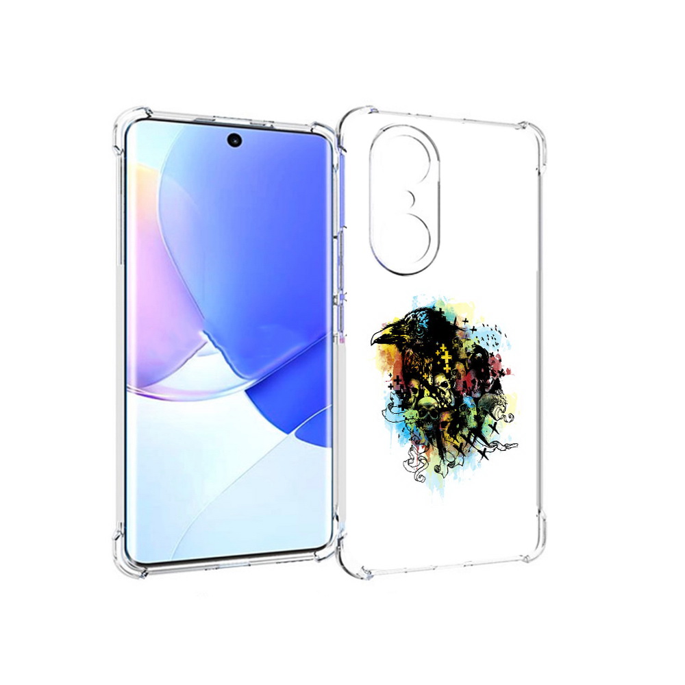 

Чехол MyPads Tocco для Honor 60 Pro ворон и черепа, Прозрачный, Tocco