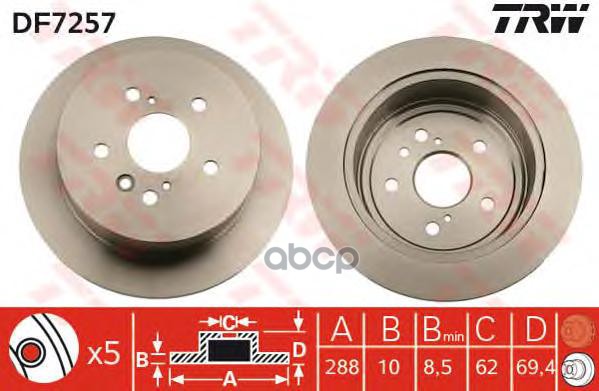 

Диск Тормозной Задн Lexus: Rx 03-; Toyota: Harrier 00- Trw Арт. Df7257