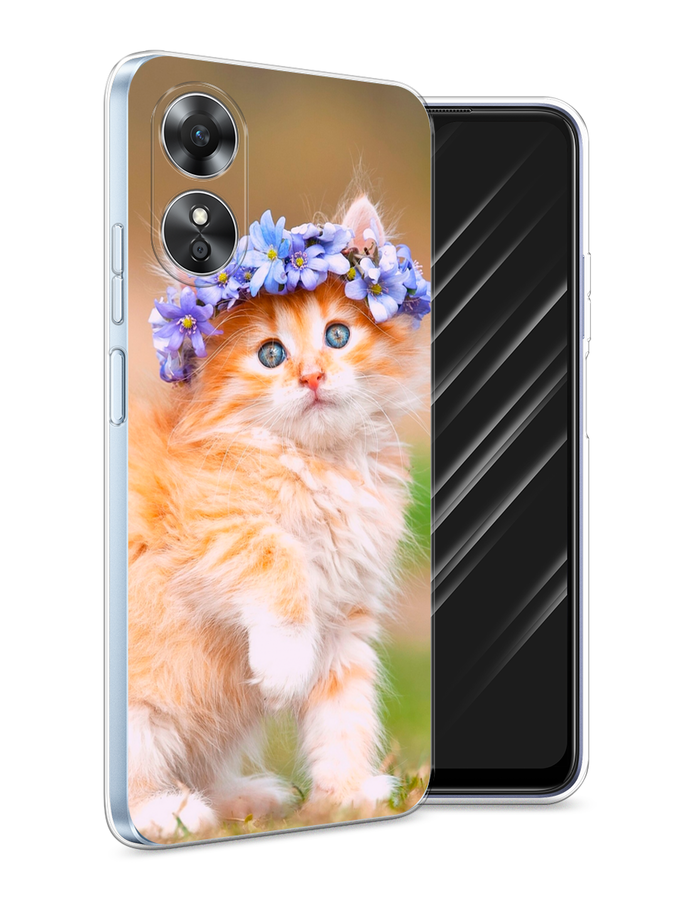 

Чехол Awog на Oppo A17 "Рыжий кот в венке", Коричневый;синий, 2512050-1