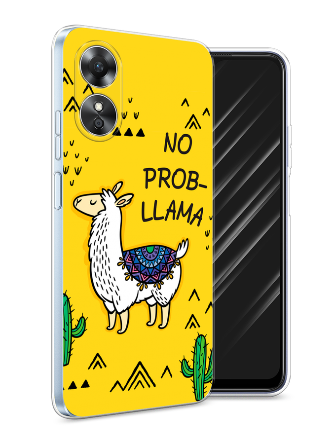 

Чехол Awog на Oppo A17 "No probLLama", Желтый;черный;синий, 2512050-2