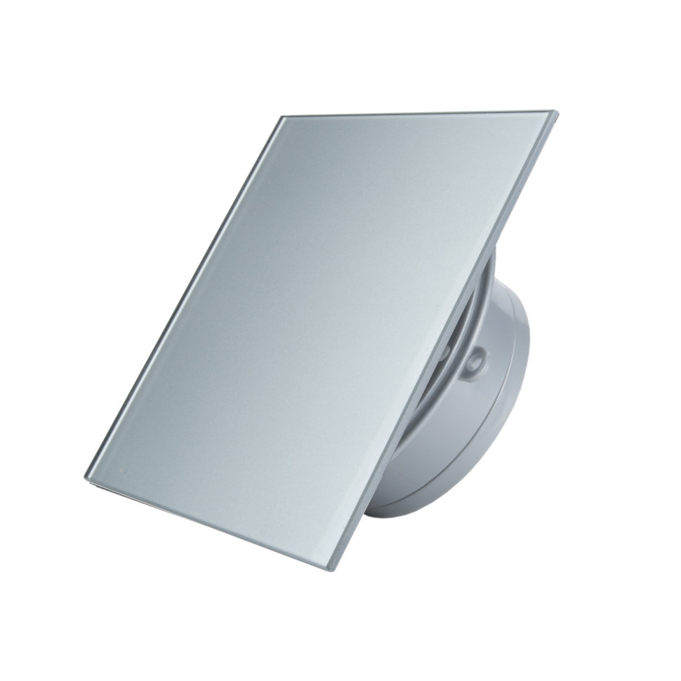 Вытяжной бесшумный вентилятор для ванной Mmotors ММР 100 стекло светло серый, тонкий