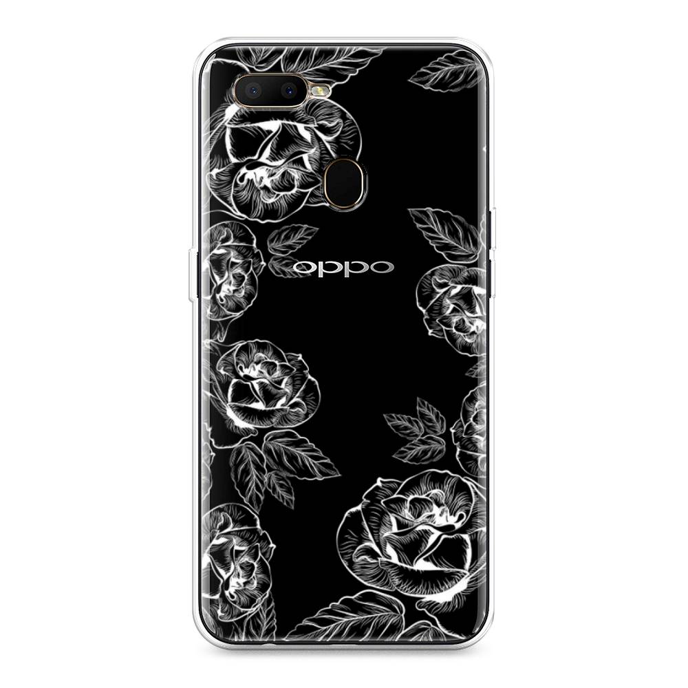 

Чехол на Oppo A5s "Розы графика", Черный;серый, 252350-2