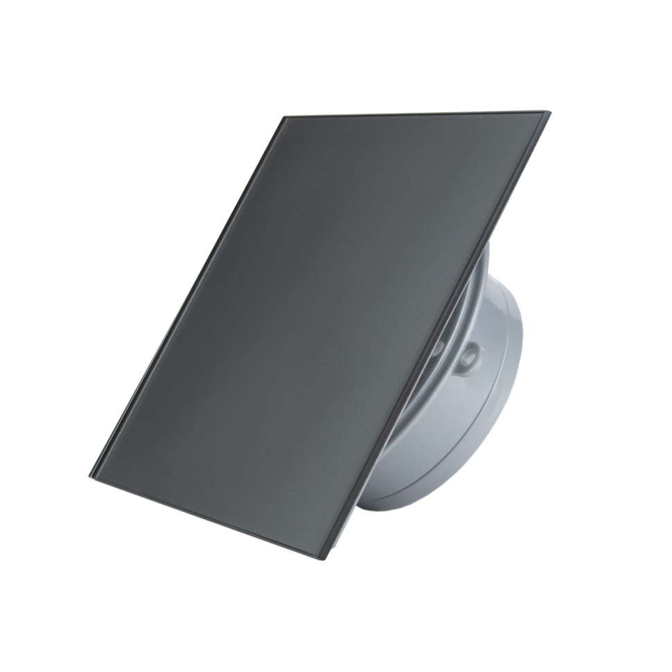 Вытяжной бесшумный вентилятор для ванной Mmotors ММР 100 стекло темно серый, тонкий