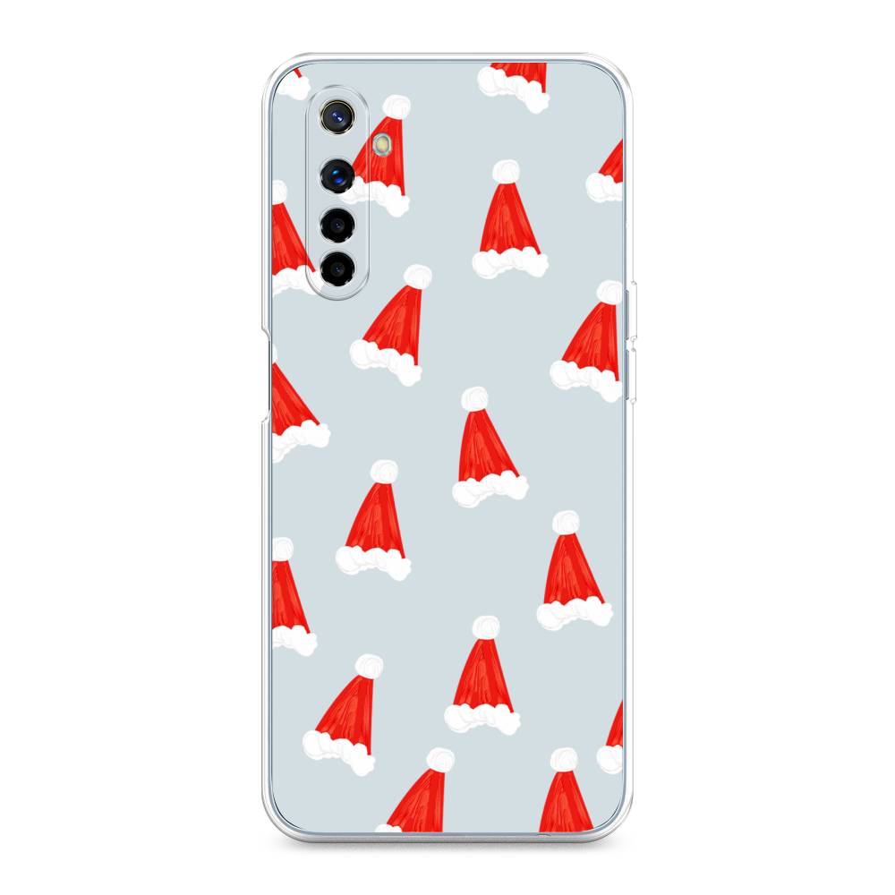 

Чехол на Realme 6 "Новогодние шапочки", Белый;красный;серый, 252750-5