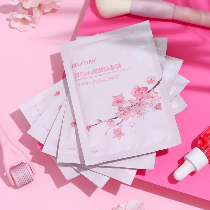 

Тканевая маска для лица Bluethin увлажняющая, с экстрактом сакуры, 5 шт