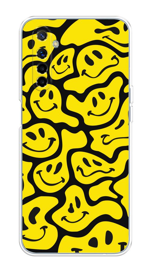 

Чехол на Realme 6 "Расплывчатые смайлики желтые", Черный;желтый, 252750-6