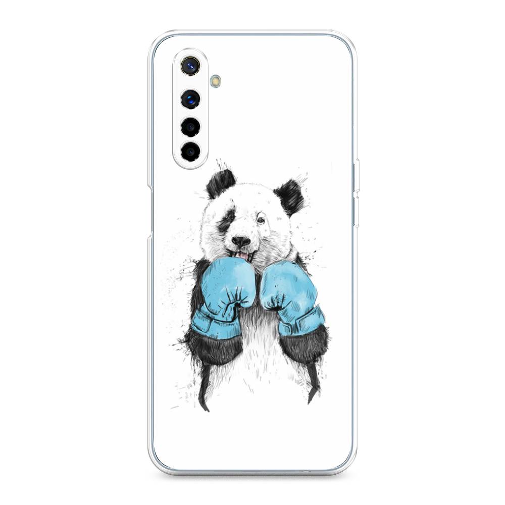 

Чехол на Realme 6 "Панда боксер", Голубой;белый;серый, 252750-1