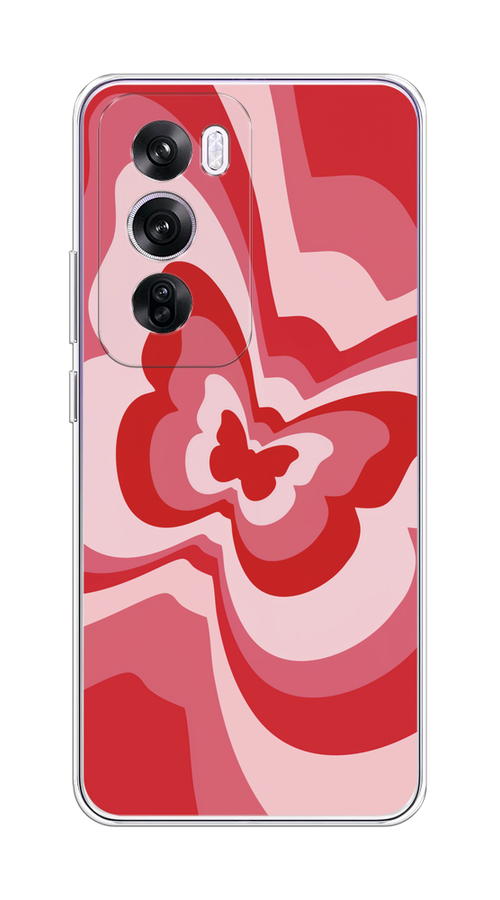

Чехол на Oppo Reno 12 Pro "Бабочка в стиле хиппи", Красный;розовый, 2517150-1