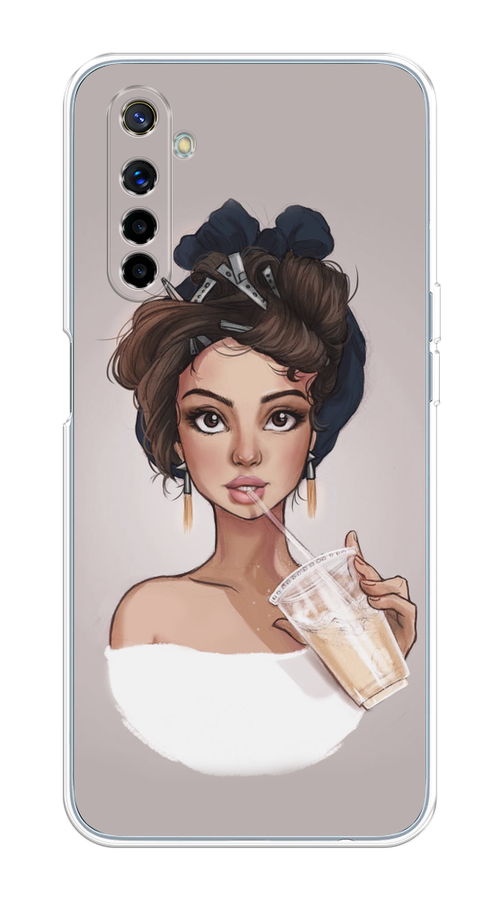 

Чехол на Realme 6 "Девушка с фраппе", Серый, 252750-6