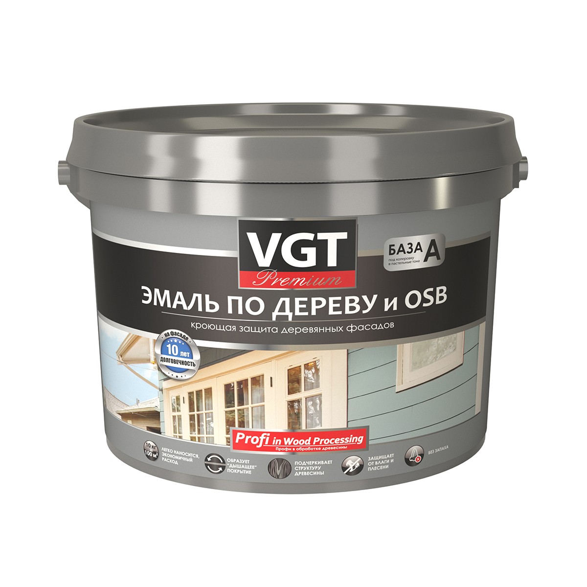 фото Эмаль по дереву и osb vgt premium, база a, супербелая, 10 кг