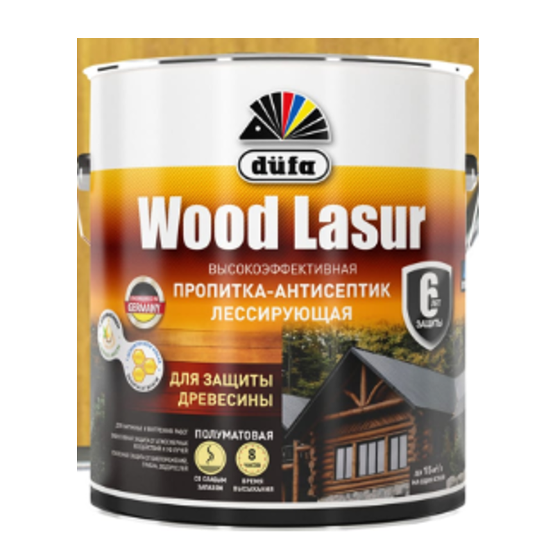 фото Пропитка-антисептик лессирующая для защиты древесины dufa wood lazur бесцветная 2,5 л