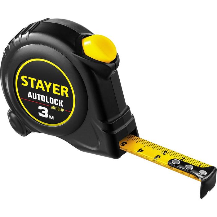 Рулетка STAYER АutoLock 2-34126-03-16_z02, с автостопом, 3м х 16мм рулетка с автостопом stayer аutolock 5м х 19мм 2 34126 05 19