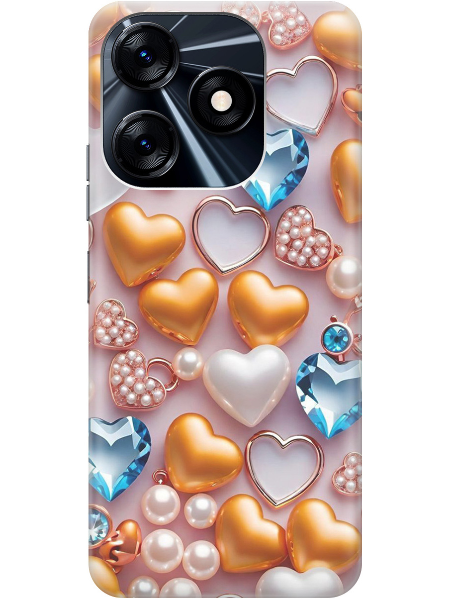 

Силиконовый чехол на Tecno Spark 10 / 10C с принтом "Украшения и сердечки", Прозрачный;белый;золотистый;голубой, 769297891