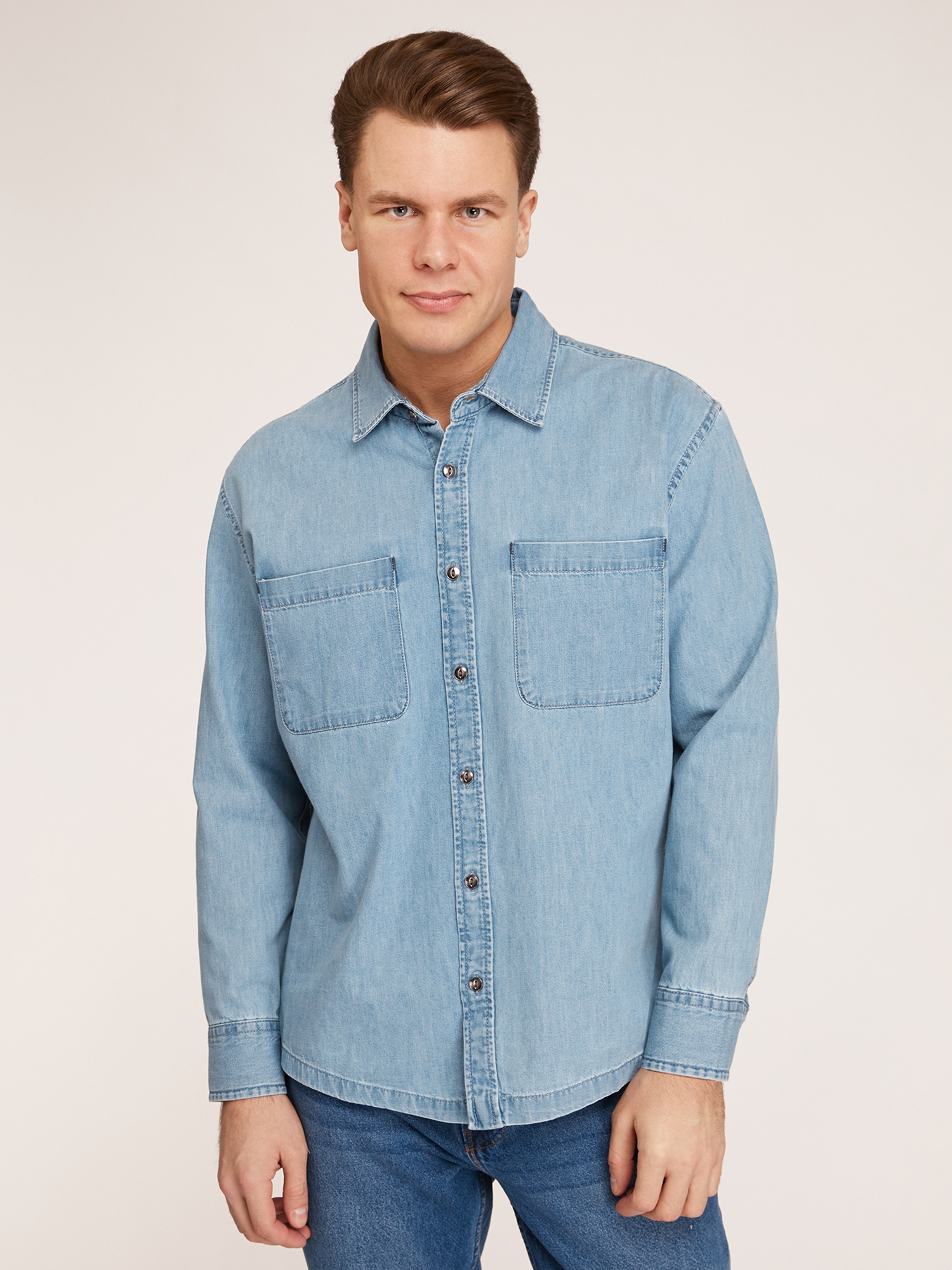 Джинсовая рубашка мужская oodji 6L430001M синяя XL