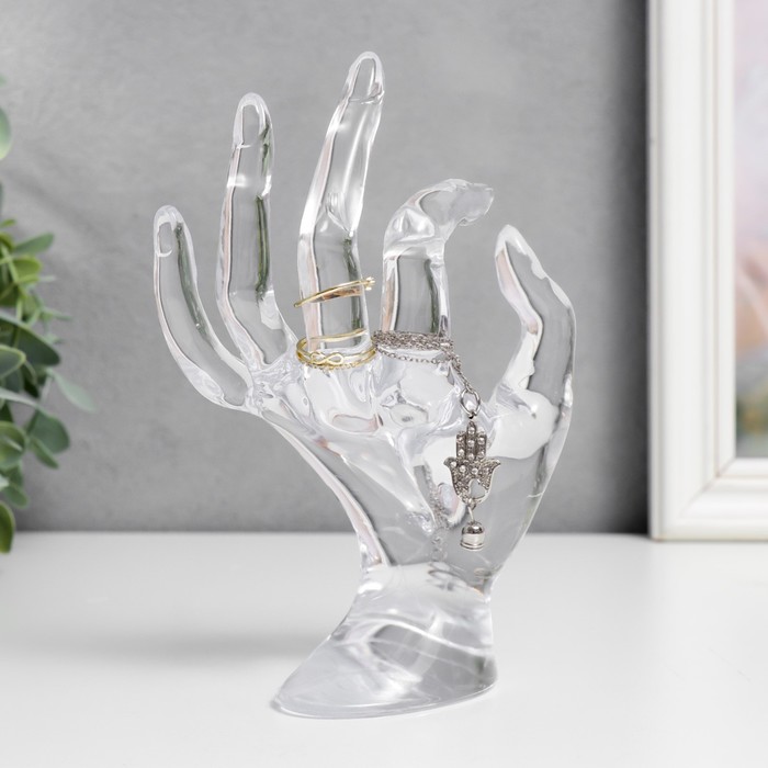 

Сувенир полистоун подставка для украшений "Рука" прозрачный 16,5х8 см