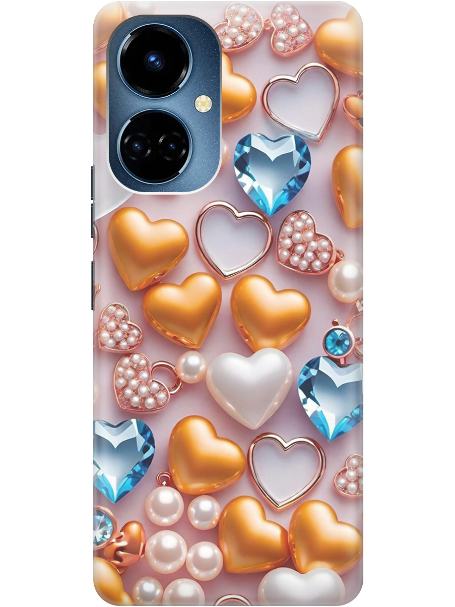 

Силиконовый чехол на Tecno Camon 19 / 19 Pro с принтом "Украшения и сердечки", Прозрачный;белый;золотистый;голубой, 778675891