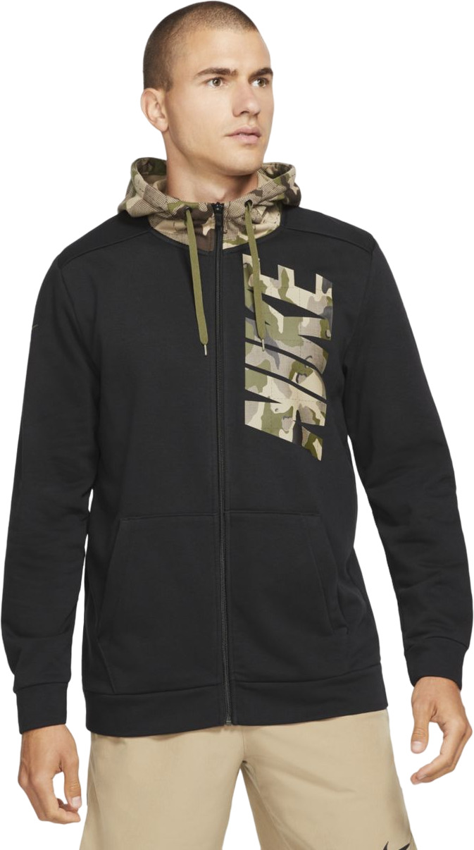 

Толстовка мужская Nike M DF FZ FA Camo черная L, M DF FZ FA Camo
