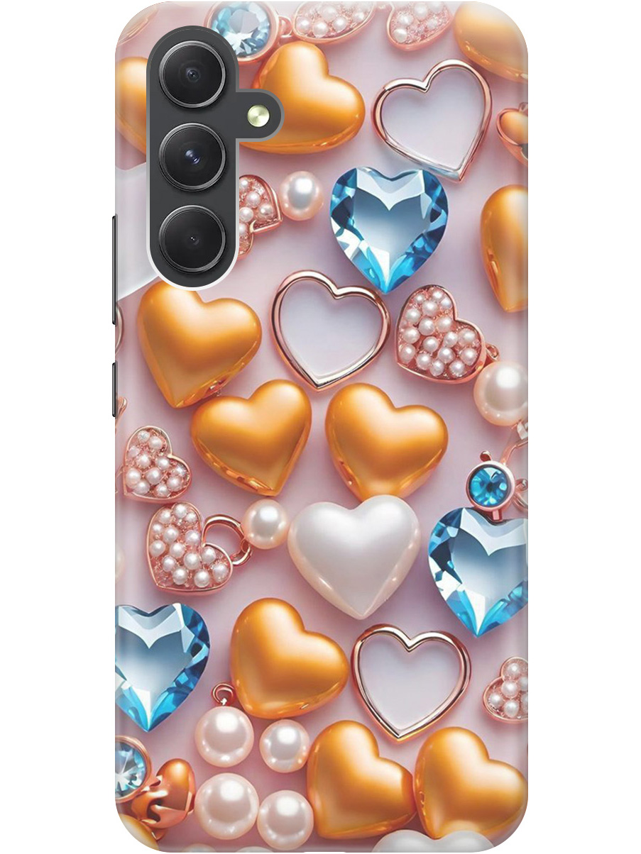 

Силиконовый чехол на Samsung Galaxy A54 5G с принтом "Украшения и сердечки", Прозрачный;белый;золотистый;голубой, 769297691