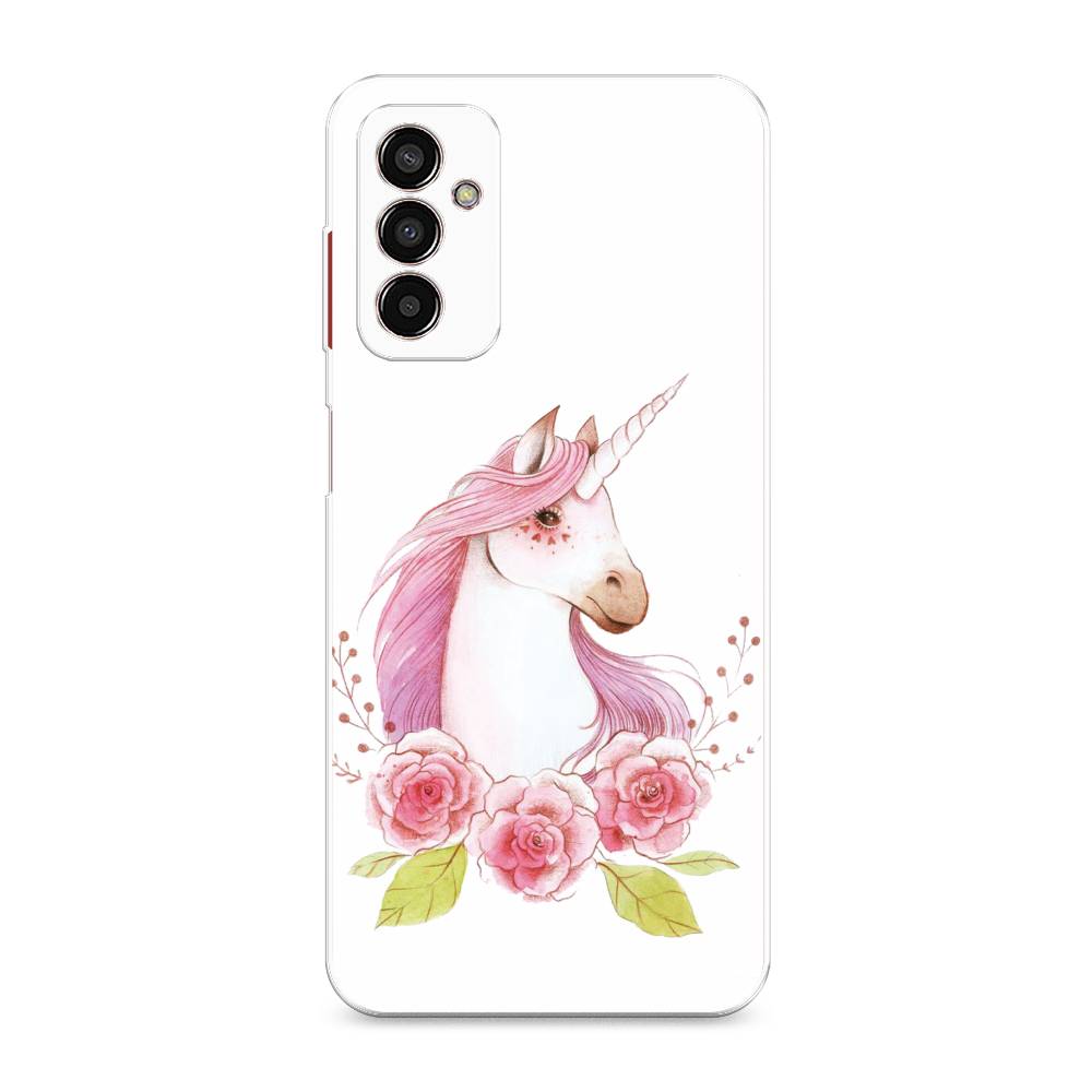 

Чехол на Samsung Galaxy M13 "Единорог цветы", Белый;розовый;серый, 2106850-1