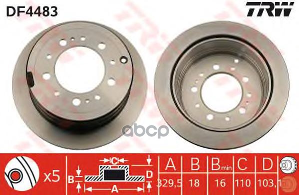 

TRW DF4483 Диск тормозной задн TOYOTA: LAND CRUISER 100 98-