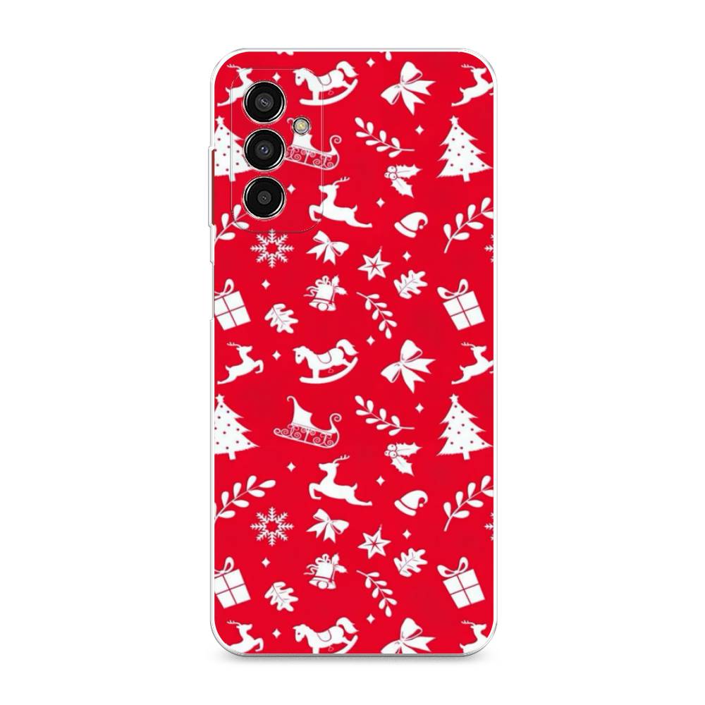 

Чехол на Samsung Galaxy M13 "Красный новогодний фон", Красный;белый, 2106850-5