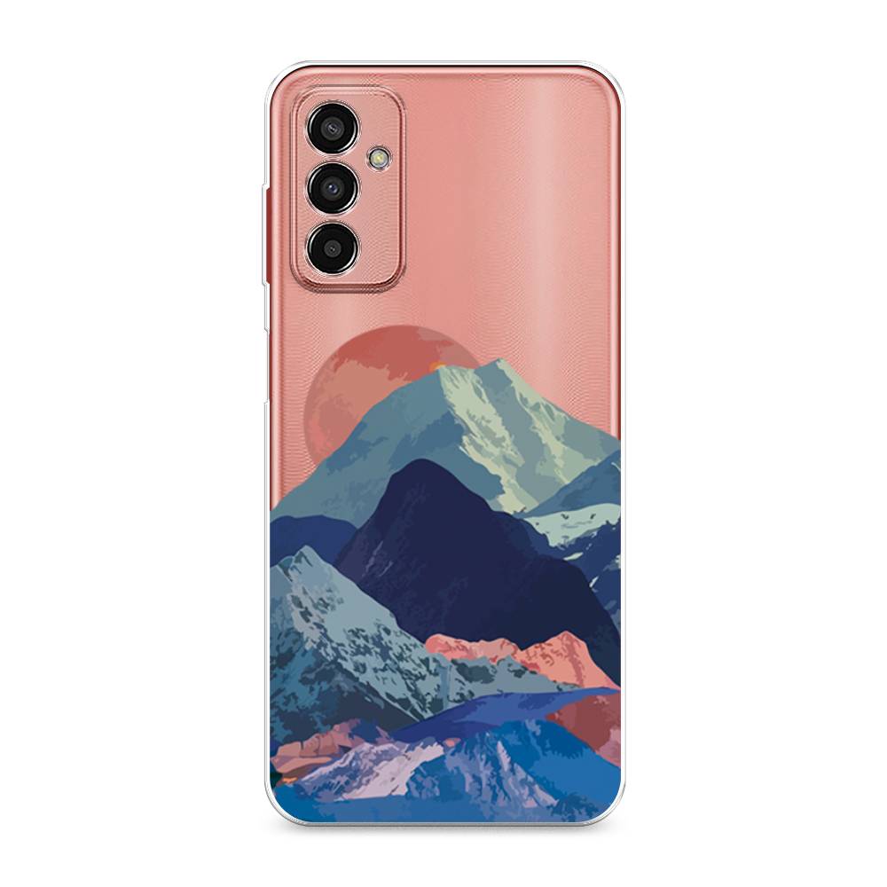 

Чехол на Samsung Galaxy M13 "Закат в снежных горах", Красный;серый;голубой, 2106850-2