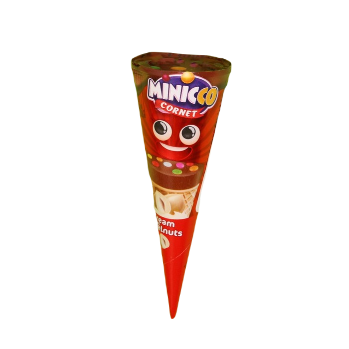 

Вафельный рожок Minicco Cornet Hazelnut молочный шоколад Орех, 25 г, Cornet