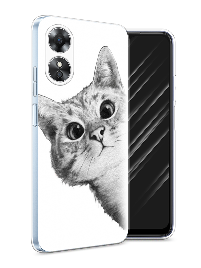 

Чехол Awog на Oppo A17 "Кот рисунок черно-белый", Черный, 2512050-1