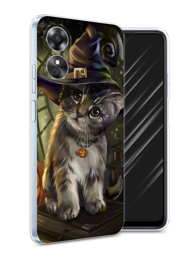 

Чехол Awog на Oppo A17 "Кот на Хэллоуин", Зеленый;серый, 2512050-2
