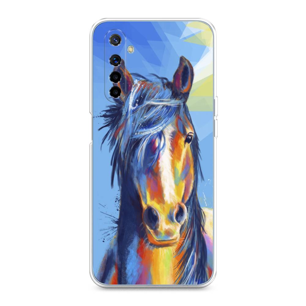 

Чехол на Realme 6 "Лошадь арт 3", Голубой;желтый;синий, 252750-1