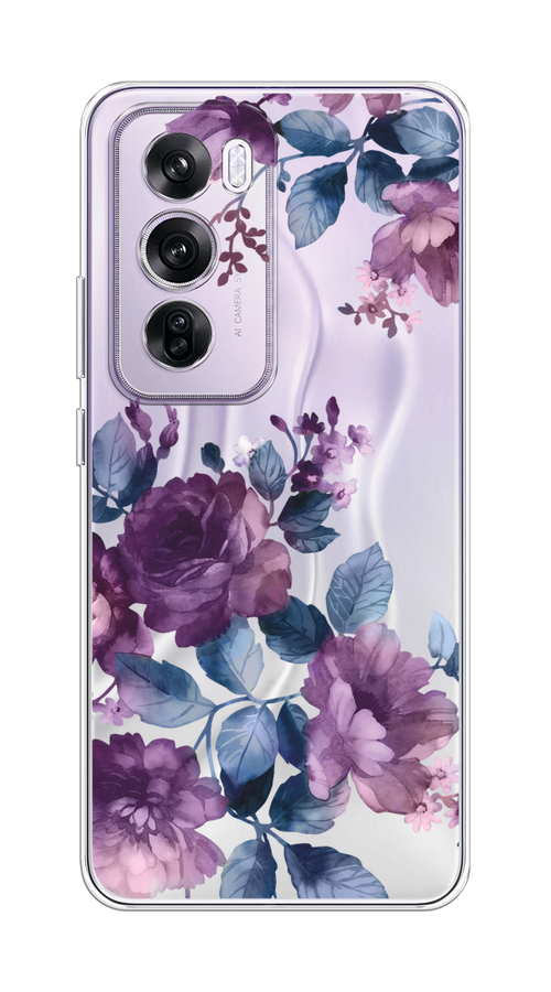 

Чехол на Oppo Reno 12 Pro "Purple Blossoms", Синий;фиолетовый, 2517150-1
