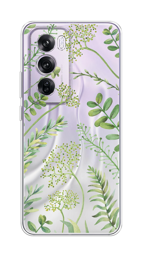 

Чехол на Oppo Reno 12 Pro "Green Leaves", Зеленый;прозрачный, 2517150-1