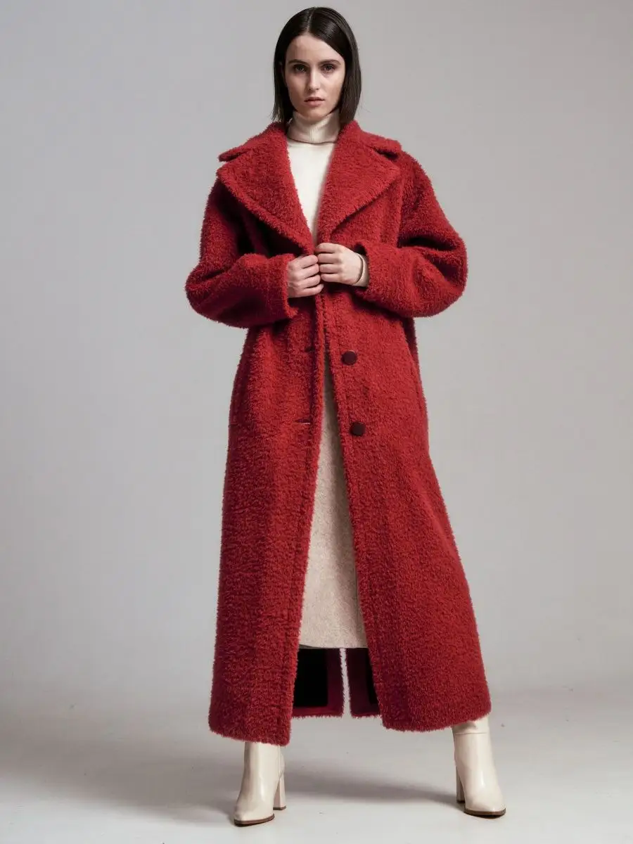 Шуба женская SilverFox S2210-010 красная 46 RU 55950₽