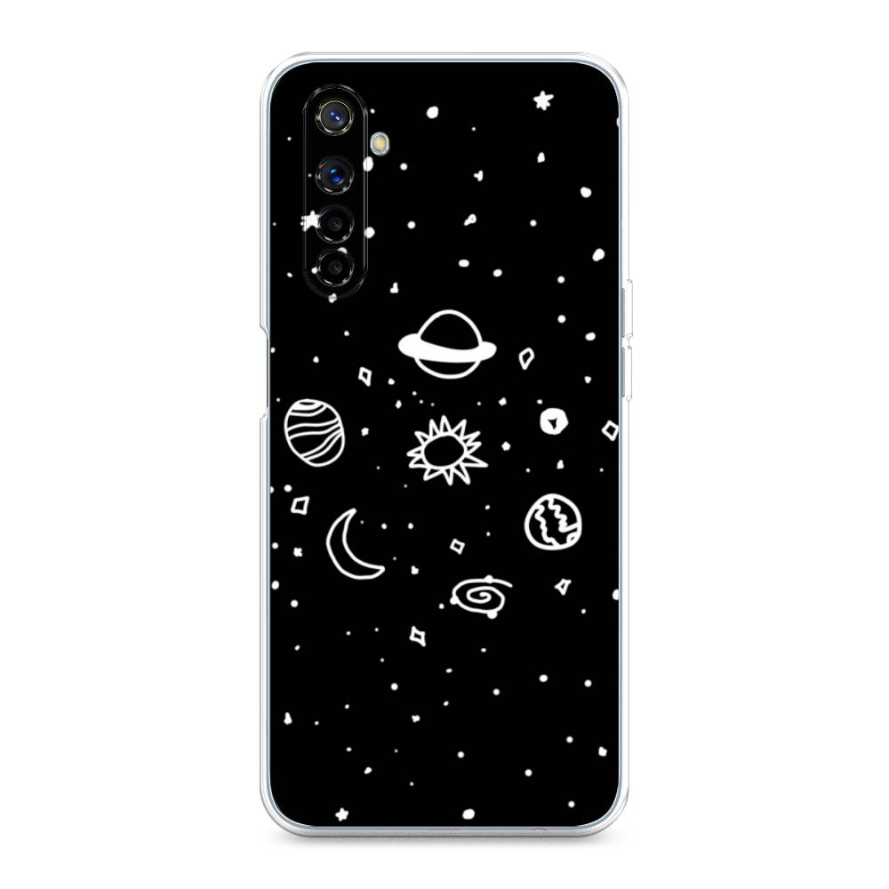 

Чехол на Realme 6 "Дудл солнечной системы", Бежевый;серый, 252750-2
