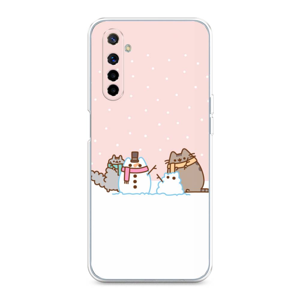 

Чехол на Realme 6 "Котики в снегу", Розовый;белый;серый, 252750-5