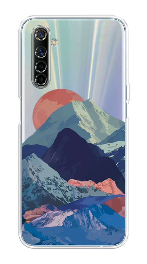 

Чехол на Realme 6 "Закат в снежных горах", Красный;серый;голубой, 252750-2