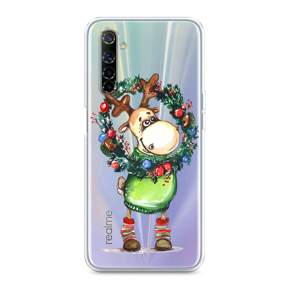 

Чехол на Realme 6 "Олень с новогодним венком", 252750-4