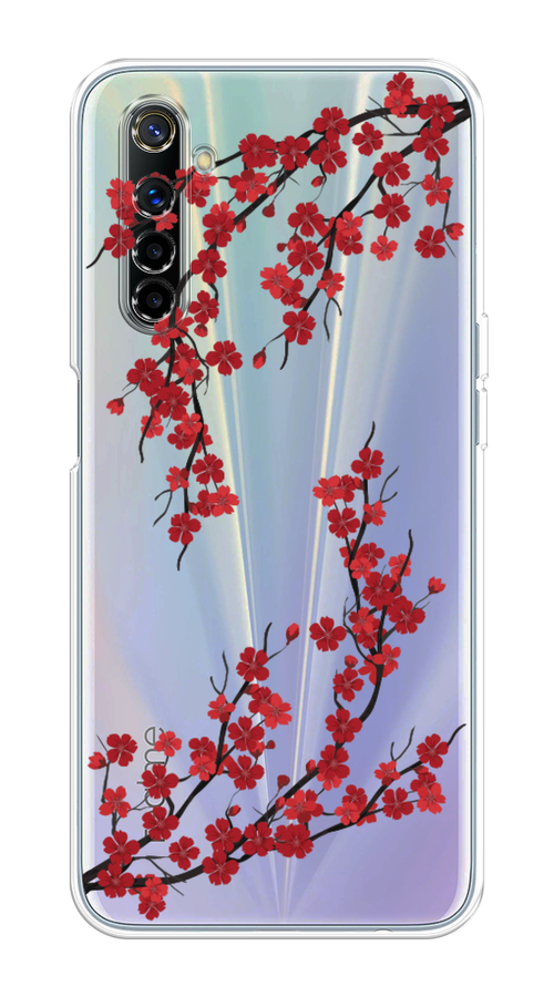 

Чехол на Realme 6 "Красная сакура", Красный;черный, 252750-2